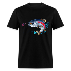 Crazy Trout cartoon style tee shirt - black