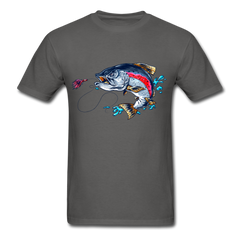 Crazy Trout cartoon style tee shirt - charcoal