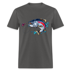 Crazy Trout cartoon style tee shirt - charcoal