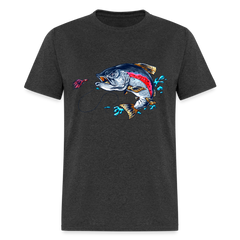 Crazy Trout cartoon style tee shirt - heather black