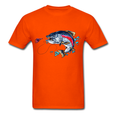 Crazy Trout cartoon style tee shirt - orange