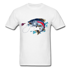 Crazy Trout cartoon style tee shirt - white