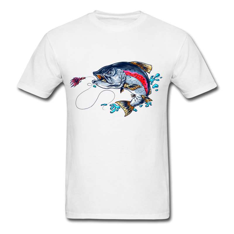 Crazy Trout cartoon style tee shirt - white