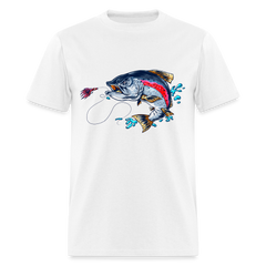 Crazy Trout cartoon style tee shirt - white