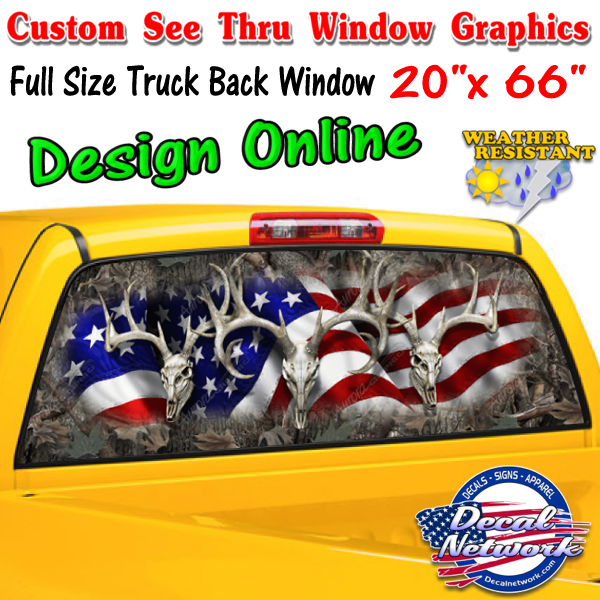 Custom perforated see thru window graphic full size truck 20