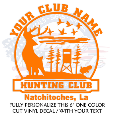 Deluxe Hunting Club Vinyl Decal Personalized - [Awesome_Decals]