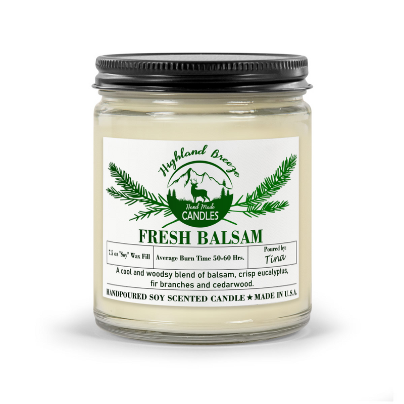 FRESH BALSAM Highland Breeze Hand Made SOY Candle 7.5oz