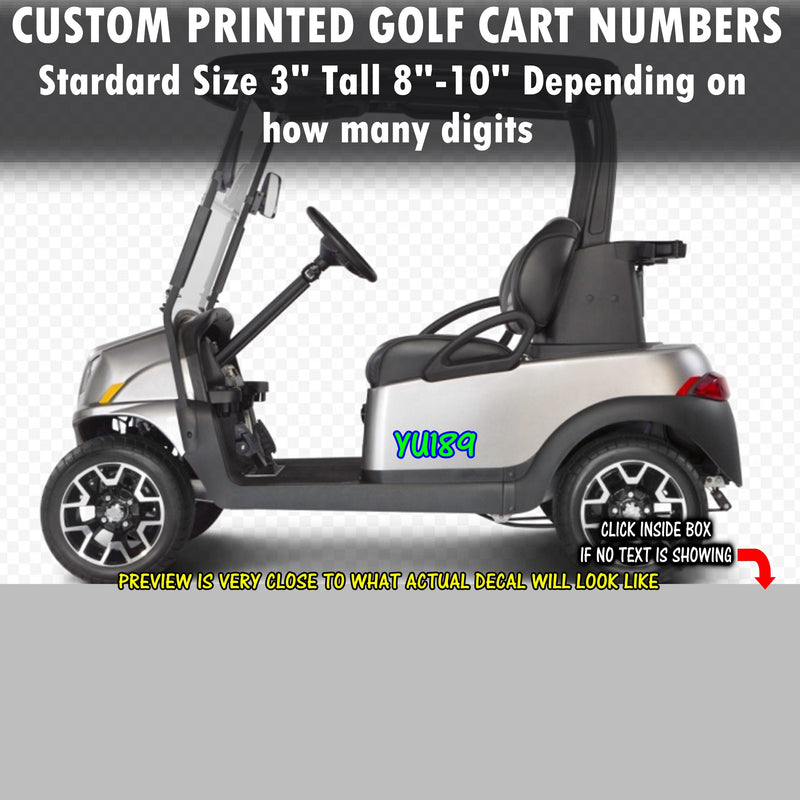 Golf Cart Numbers Full Color Printed