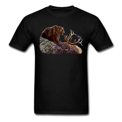 Grizzly Bear with Elk Wildlife tee shirt - black