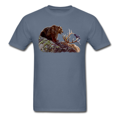 Grizzly Bear with Elk Wildlife tee shirt - denim