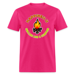 Happiness is smelling like a campfire t-shirt - fuchsia