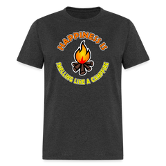 Happiness is smelling like a campfire t-shirt - heather black
