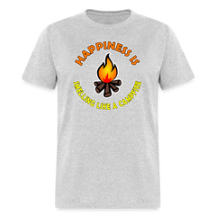 Happiness is smelling like a campfire t-shirt - heather gray