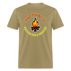 Happiness is smelling like a campfire t-shirt - khaki