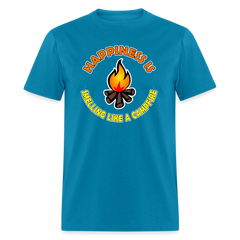 Happiness is smelling like a campfire t-shirt - turquoise