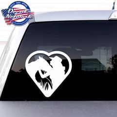 Heart Horse and Girl vinyl decal window stick