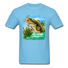 Large Mouth Bass Fishing tee shirt - aquatic blue