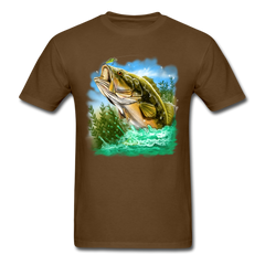 Large Mouth Bass Fishing tee shirt - brown