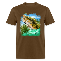 Large Mouth Bass Fishing tee shirt - brown