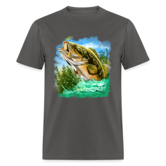 Large Mouth Bass Fishing tee shirt - charcoal