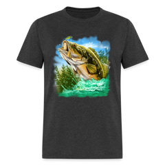 Large Mouth Bass Fishing tee shirt - heather black