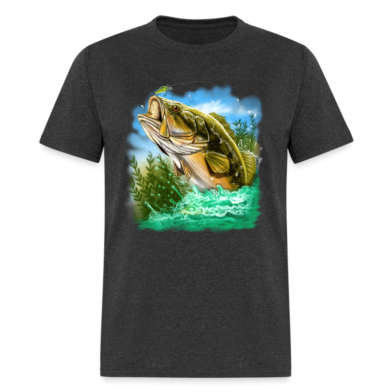 Large Mouth Bass Fishing tee shirt - heather black