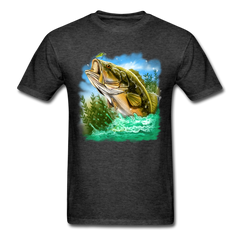 Large Mouth Bass Fishing tee shirt - heather black