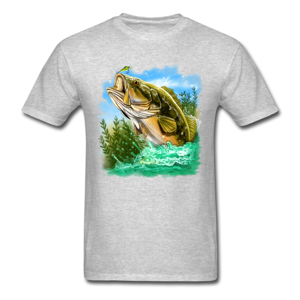 Large Mouth Bass Fishing tee shirt - heather black / S