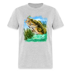 Large Mouth Bass Fishing tee shirt - heather gray