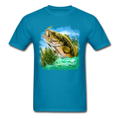 Large Mouth Bass Fishing tee shirt - turquoise