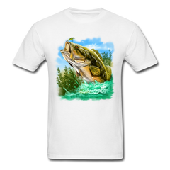 Large Mouth Bass Fishing tee shirt - white