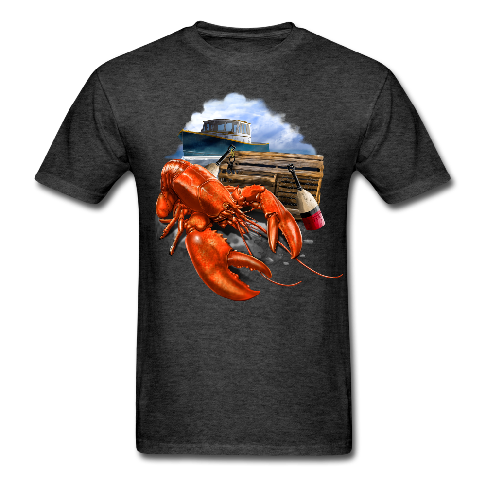 Lobster Fishing tee shirt - heather black