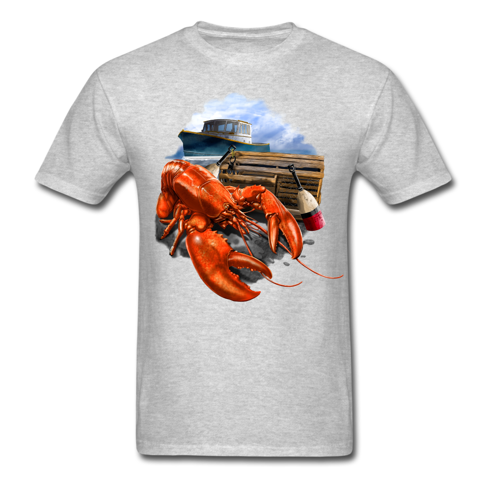 Lobster Fishing tee shirt - heather gray