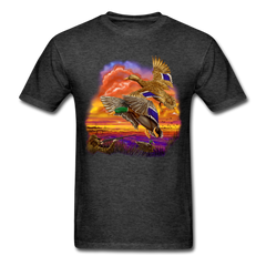 Mallards Flying sunset tee shirt - heather black