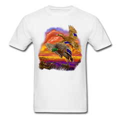 Mallards Flying sunset tee shirt - white