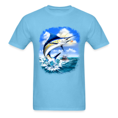 Marlin Fishing tee shirt - aquatic blue