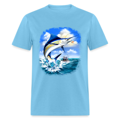 Marlin Fishing tee shirt - aquatic blue