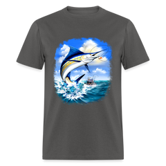 Marlin Fishing tee shirt - charcoal