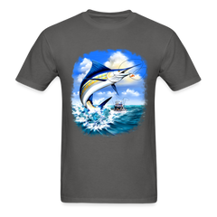 Marlin Fishing tee shirt - charcoal