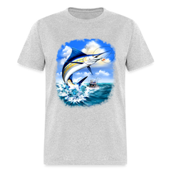 Marlin Fishing tee shirt - heather gray