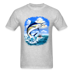 Marlin Fishing tee shirt - heather gray