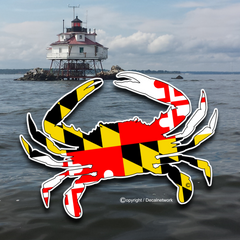 Maryland flag blue crab vinyl decal sticker available in 3 sizes - RTC Trading Company