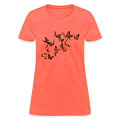 Monarch Butterflies Women's V-neck tee shirt - heather coral