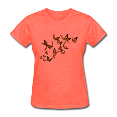 Monarch Butterflies Women's V-neck tee shirt - heather coral