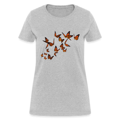 Monarch Butterflies Women's V-neck tee shirt - heather gray