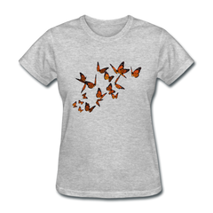Monarch Butterflies Women's V-neck tee shirt - heather gray