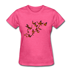 Monarch Butterflies Women's V-neck tee shirt - heather pink