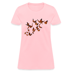 Monarch Butterflies Women's V-neck tee shirt - pink
