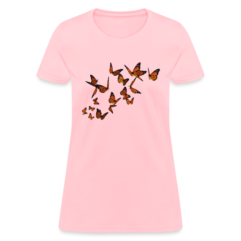 Monarch Butterflies Women's V-neck tee shirt - pink