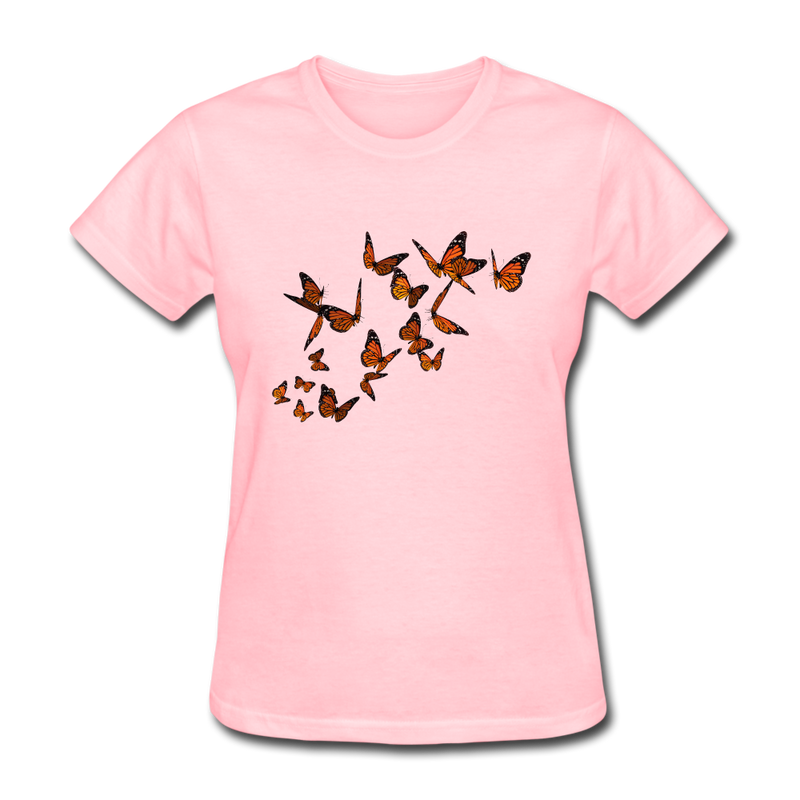 Monarch Butterflies Women's V-neck tee shirt - pink